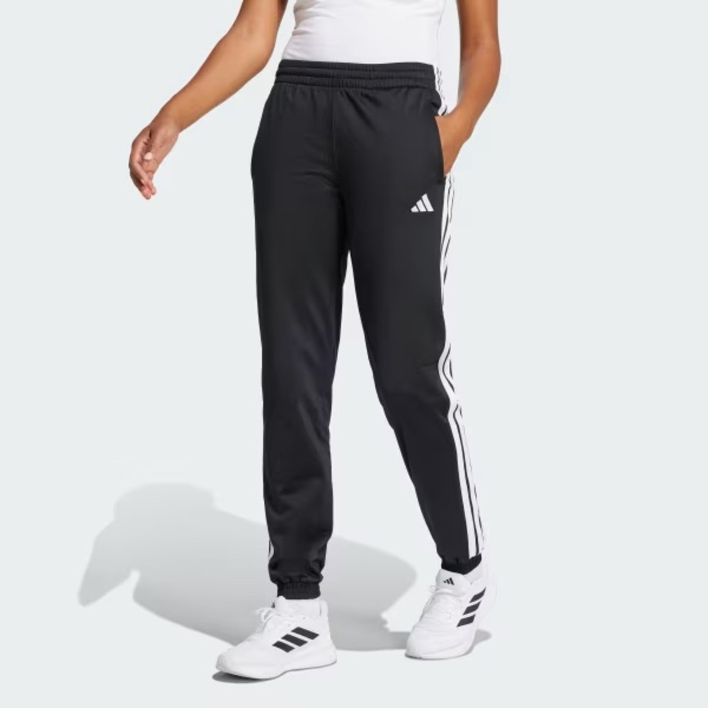 New! Adidas Black Jogger Pants with White Side Stripes